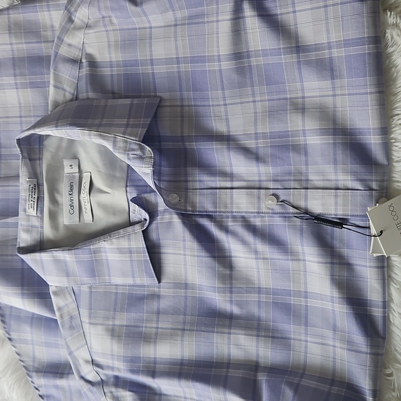 Calvin Klein Blue Dress Shirt with Point Collar - Picture 2 of 5